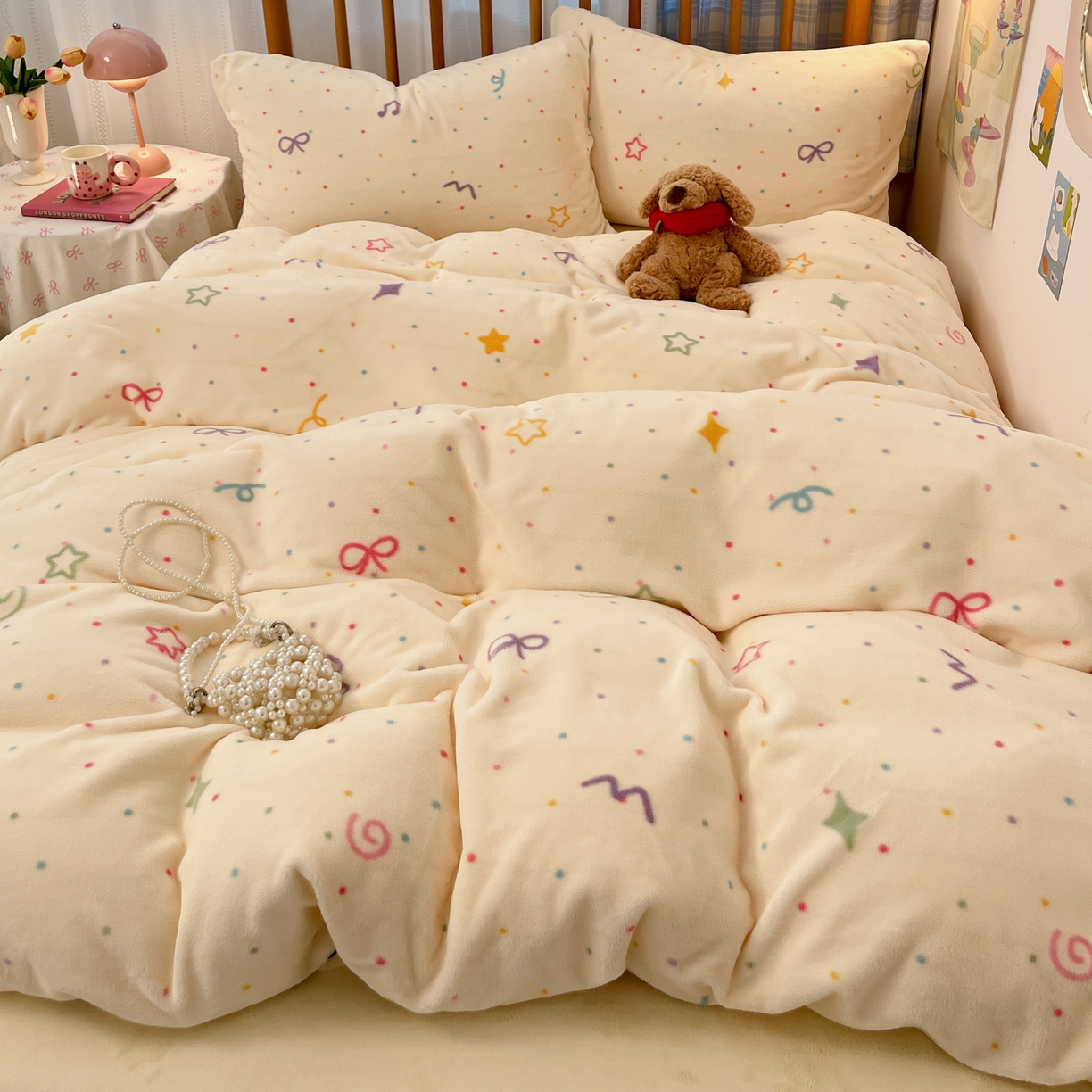 91家纺网 家纺一手货源 找家纺 蓝极人 2025新款牛奶绒印花四件套 D星彩梦