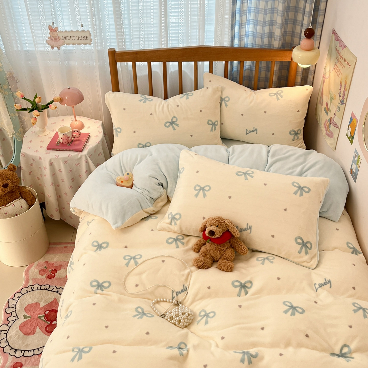 91家纺网 家纺一手货源 找家纺 蓝极人 2025新款牛奶绒印花四件套 D蓝调逸境