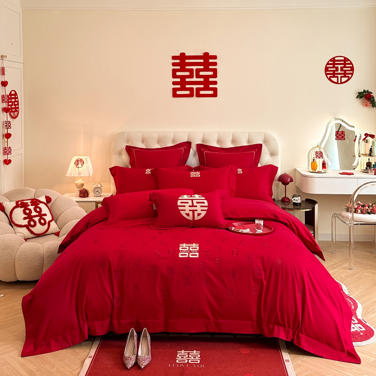 91家纺网 家纺一手货源 找家纺 （总）置顶家纺 2025新款亲肤刺绣婚庆磨毛四件套