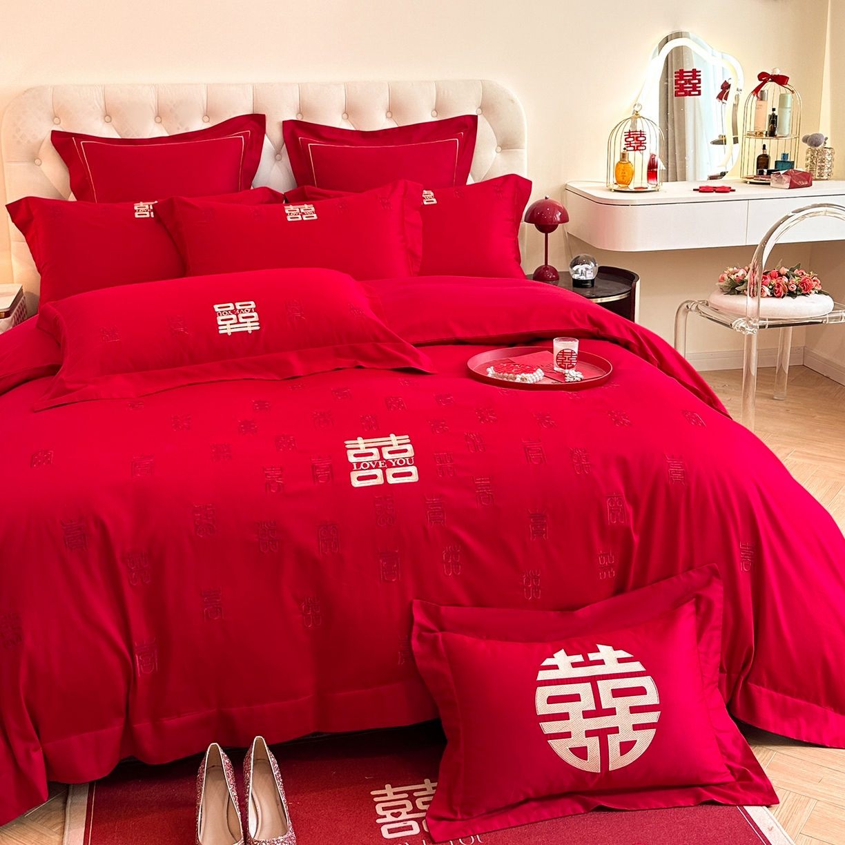 91家纺网 家纺一手货源 找家纺 （总）置顶家纺 2025新款亲肤刺绣婚庆磨毛四件套