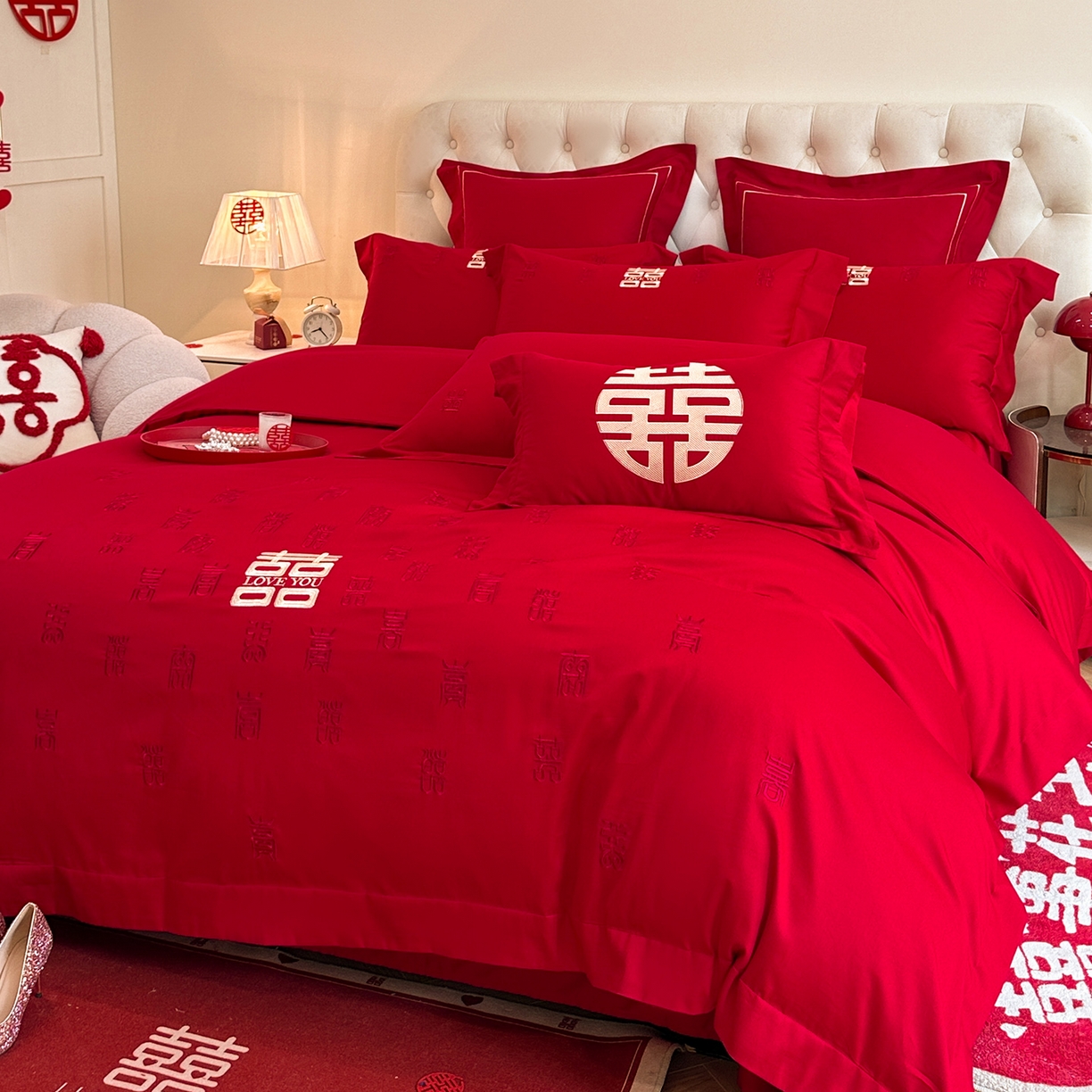 91家纺网 家纺一手货源 找家纺 （总）置顶家纺 2025新款亲肤刺绣婚庆磨毛四件套