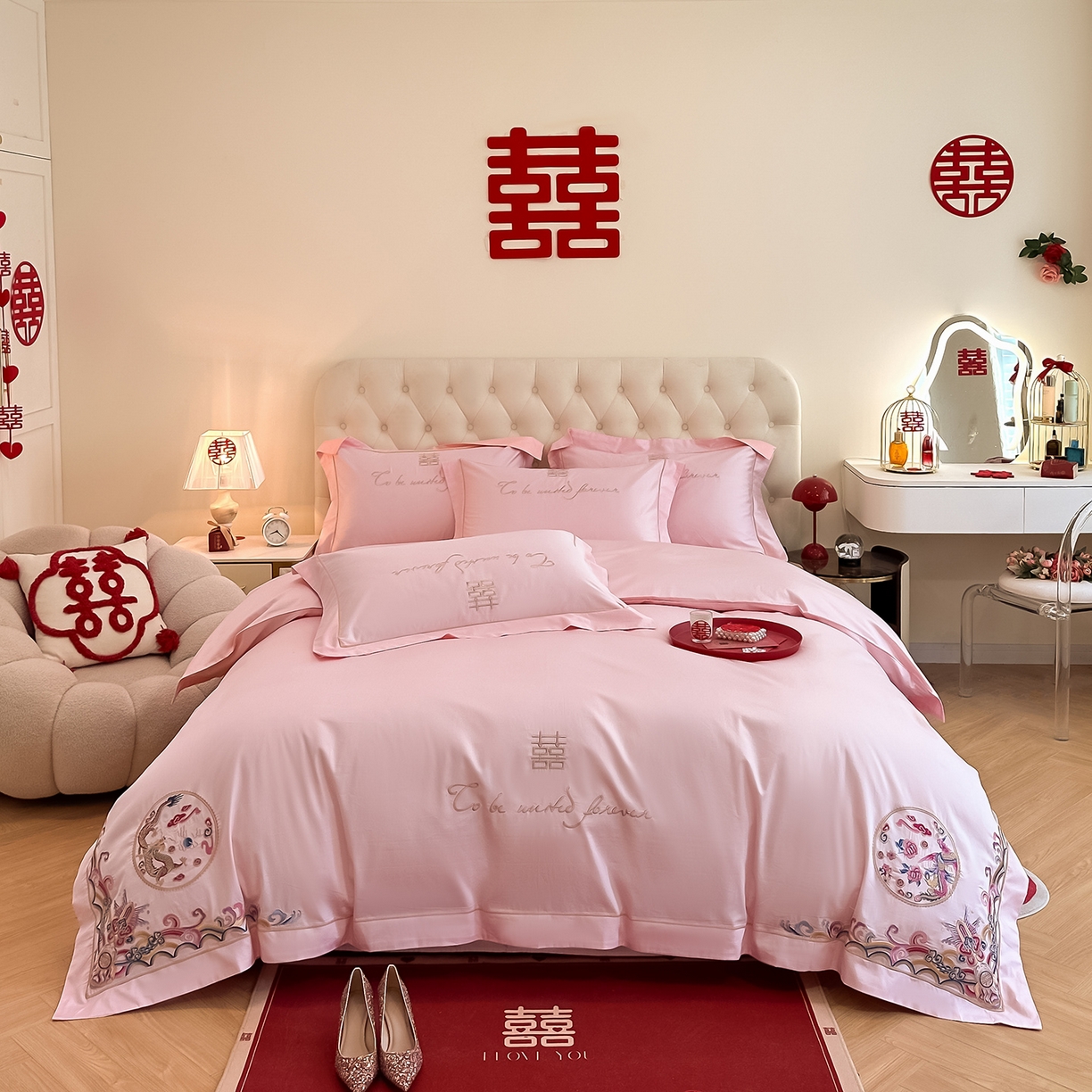 91家纺网 家纺一手货源 找家纺 （总）置顶家纺 2025新款亲肤刺绣婚庆磨毛四件套