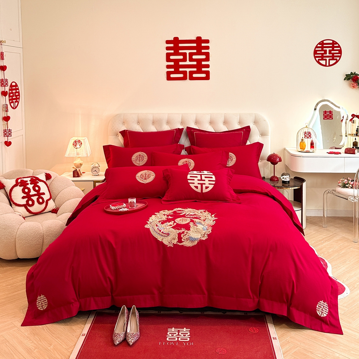 91家纺网 家纺一手货源 找家纺 （总）置顶家纺 2025新款亲肤刺绣婚庆磨毛四件套