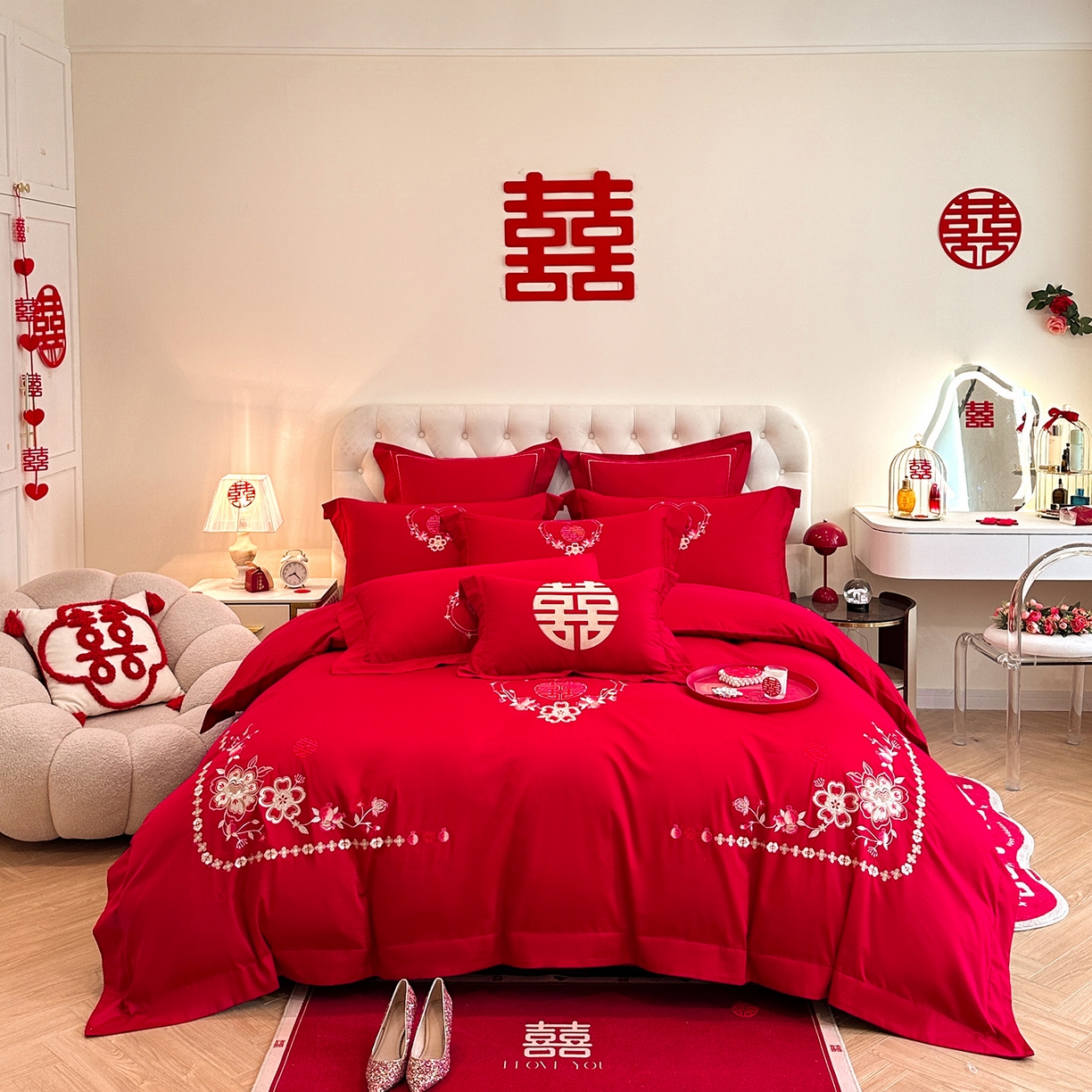 91家纺网 家纺一手货源 找家纺 （总）置顶家纺 2025新款亲肤刺绣婚庆磨毛四件套