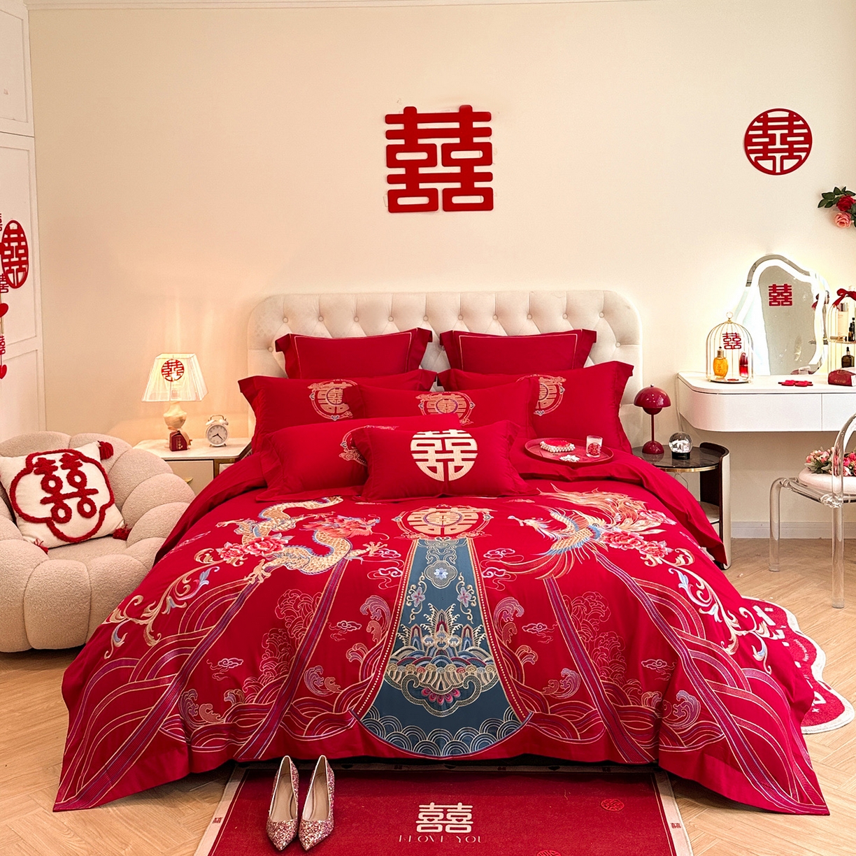 91家纺网 家纺一手货源 找家纺 （总）置顶家纺 2025新款亲肤刺绣婚庆磨毛四件套