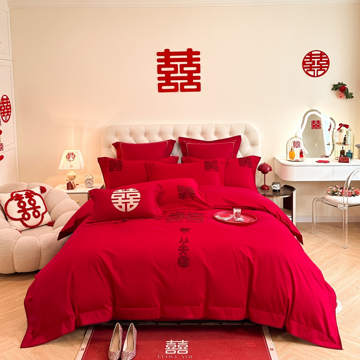 91家纺网 家纺一手货源 找家纺 （总）置顶家纺 2025新款亲肤刺绣婚庆磨毛四件套