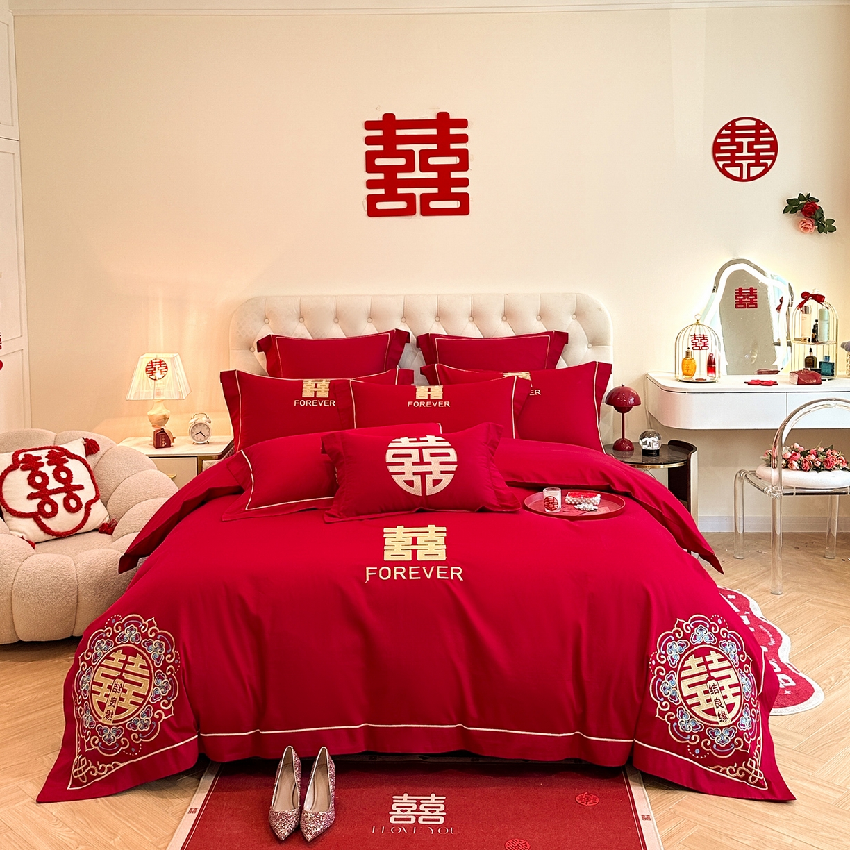 91家纺网 家纺一手货源 找家纺 （总）置顶家纺 2025新款亲肤刺绣婚庆磨毛四件套