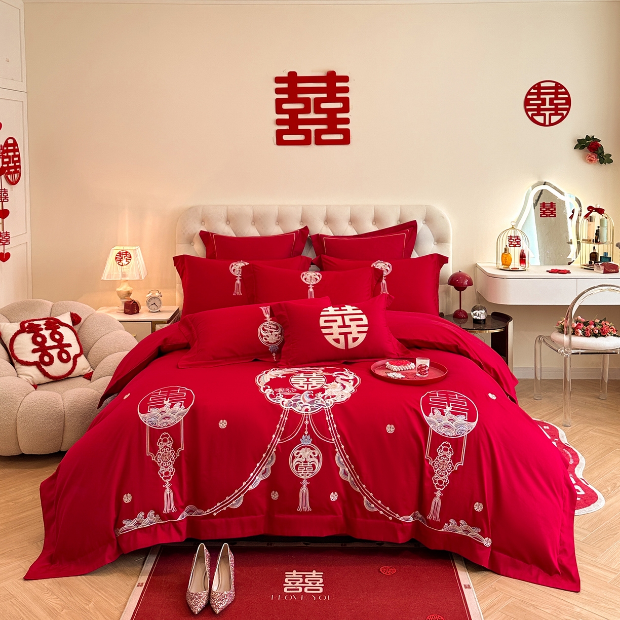 91家纺网 家纺一手货源 找家纺 （总）置顶家纺 2025新款亲肤刺绣婚庆磨毛四件套