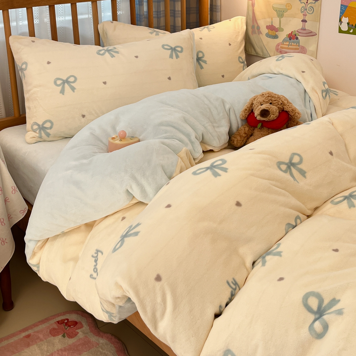 91家纺网 家纺一手货源 找家纺 酱子 2025新款牛奶绒印花四件套 D蓝调逸境