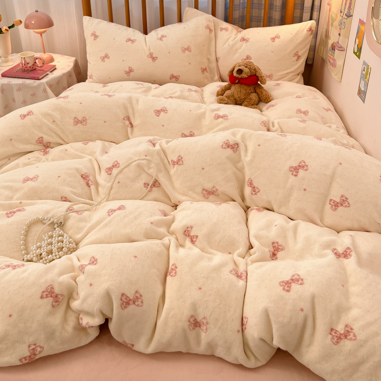 91家纺网 家纺一手货源 找家纺 酱子 2025新款牛奶绒印花四件套 D桃漾绮梦