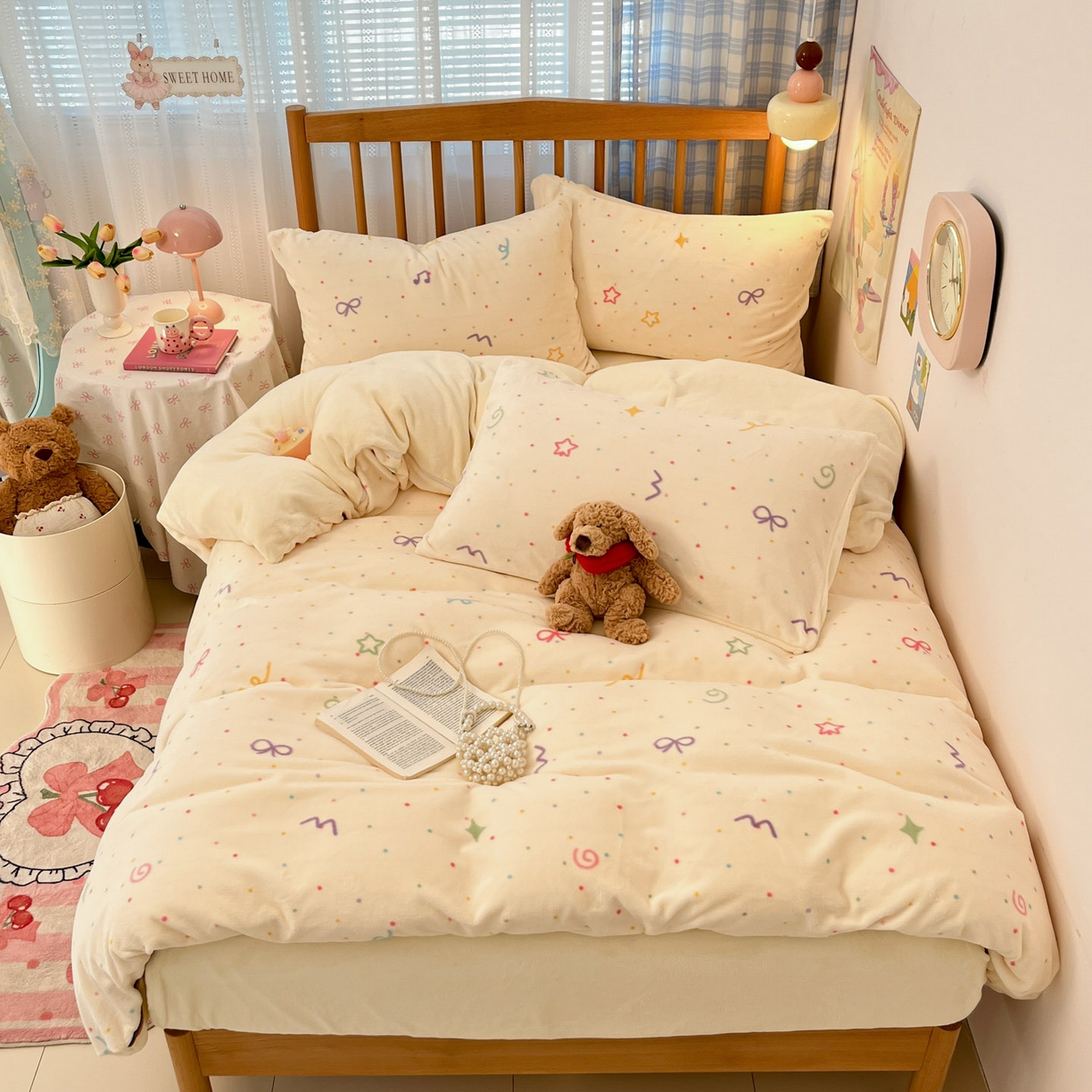 91家纺网 家纺一手货源 找家纺 酱子 2025新款牛奶绒印花四件套 D星彩梦