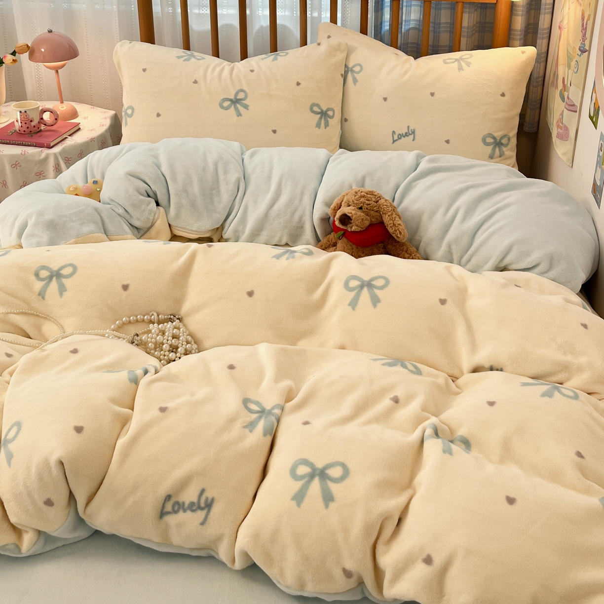 91家纺网 家纺一手货源 找家纺 酱子 2025新款牛奶绒印花四件套 D蓝调逸境