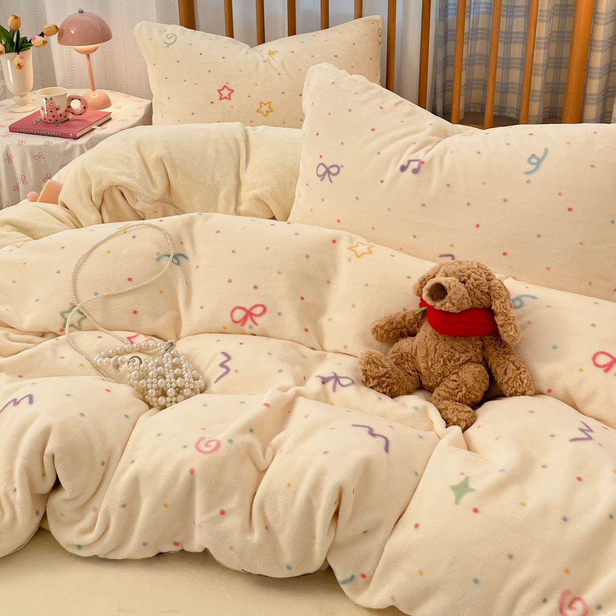 91家纺网 家纺一手货源 找家纺 酱子 2025新款牛奶绒印花四件套 D星彩梦