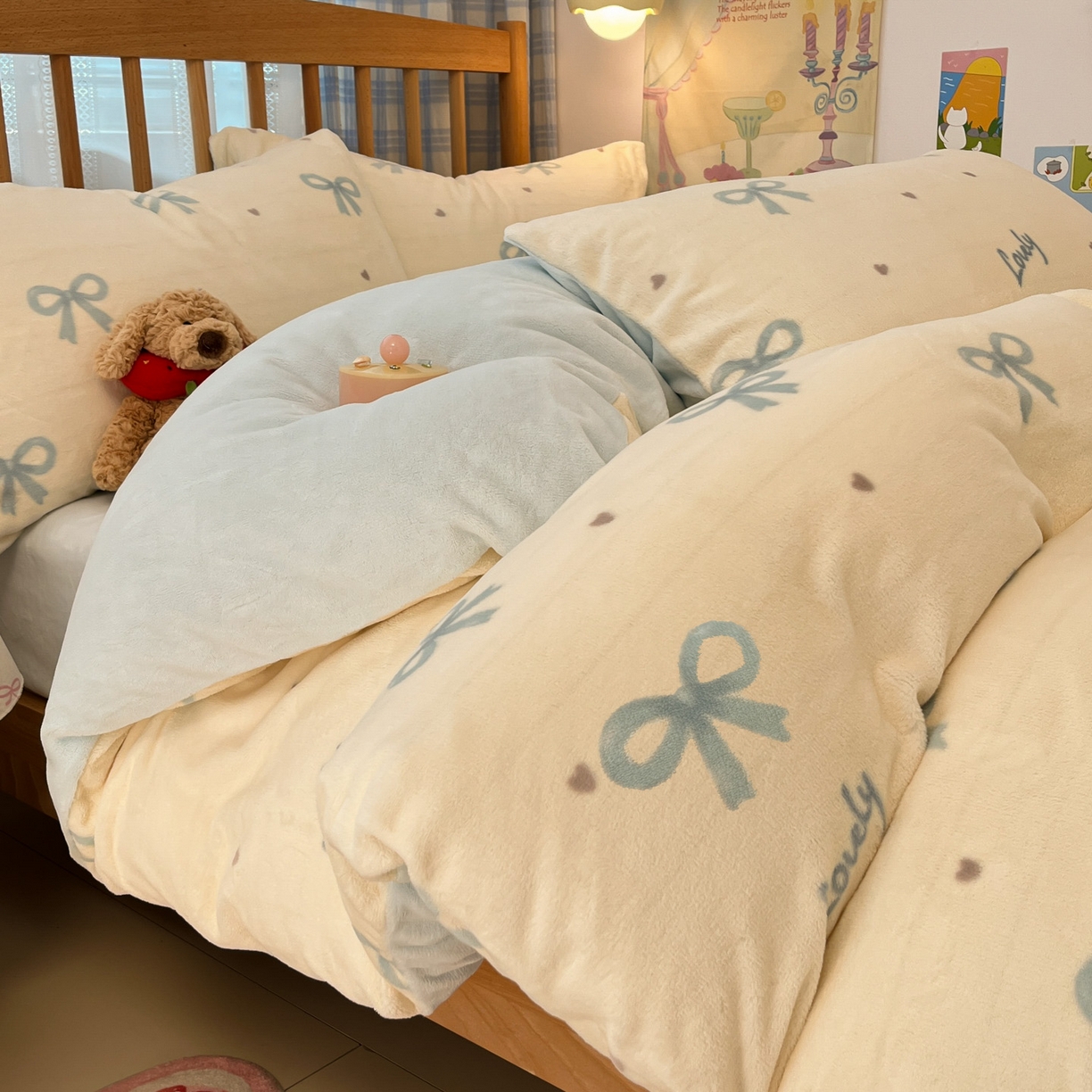 91家纺网 家纺一手货源 找家纺 酱子 2025新款牛奶绒印花四件套 D蓝调逸境