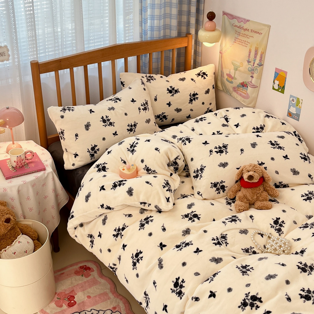 91家纺网 家纺一手货源 找家纺 酱子 2025新款牛奶绒印花四件套 D花汐