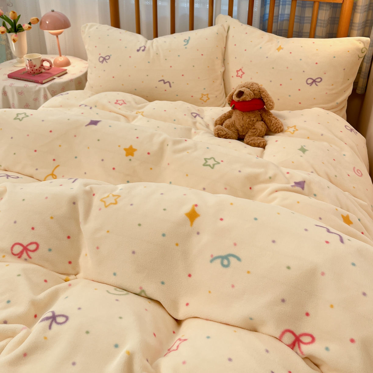 91家纺网 家纺一手货源 找家纺 酱子 2025新款牛奶绒印花四件套 D星彩梦