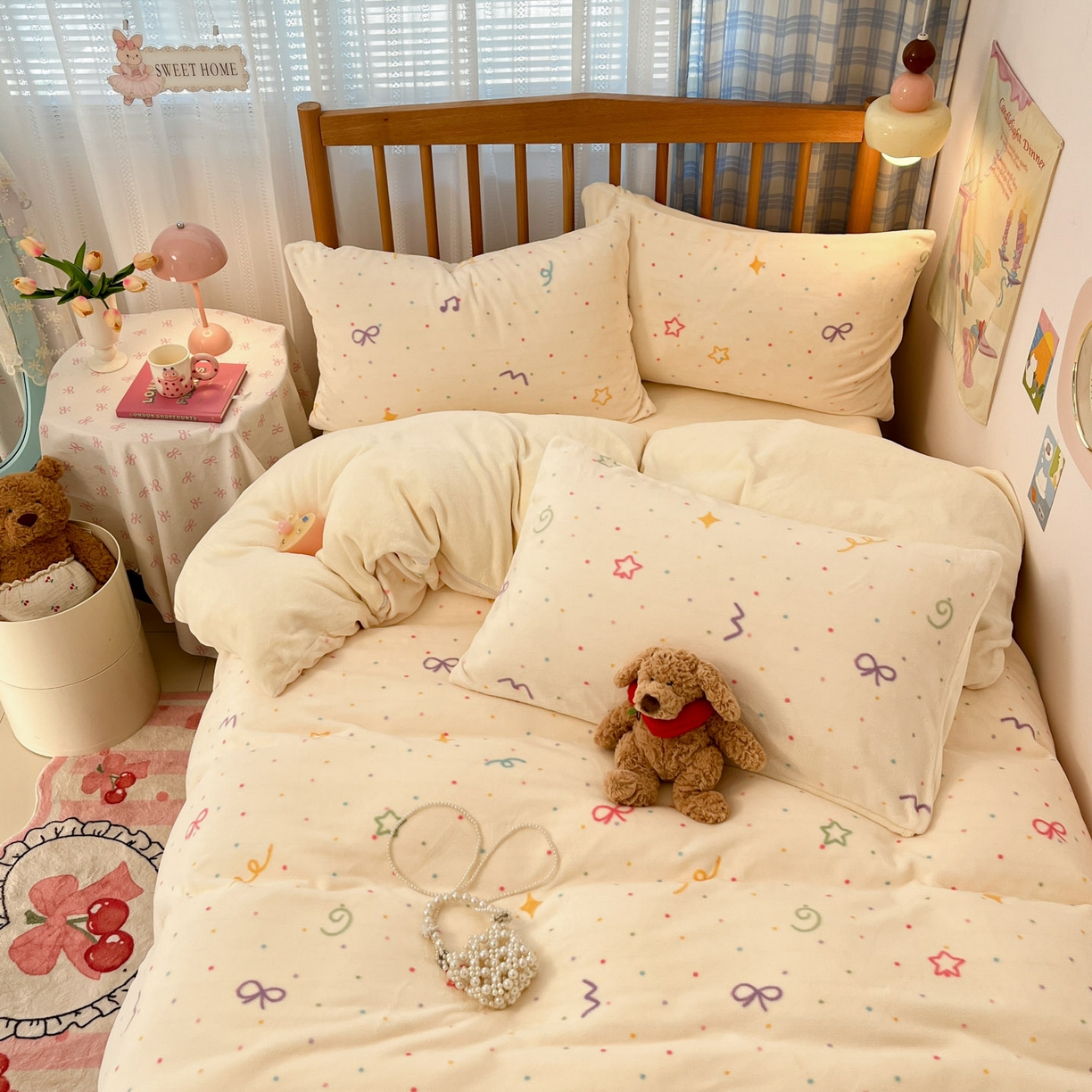 91家纺网 家纺一手货源 找家纺 酱子 2025新款牛奶绒印花四件套 D星彩梦