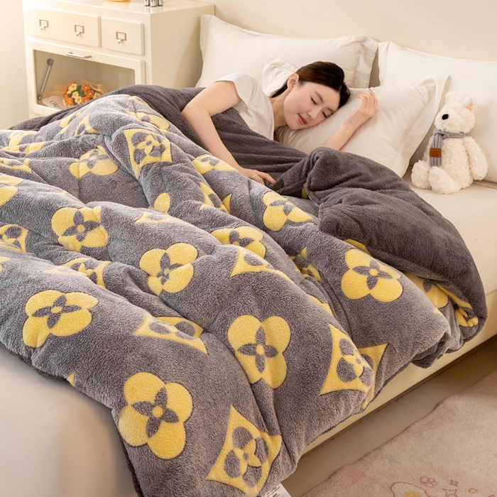 91家纺网 家纺一手货源 找家纺 （总）好梦来家纺（原锦茂家纺） 2025新款印花款A类雪花绒冬被羊羔绒冬被被芯冬季牛奶绒冬被