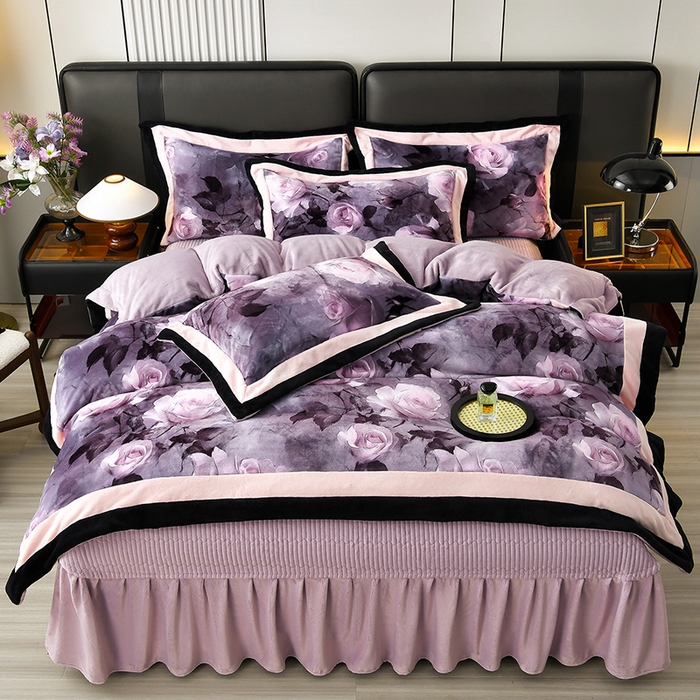 91家纺网 家纺一手货源 找家纺 （总）馨梦缘 2025新款牛奶绒数码印花四件套