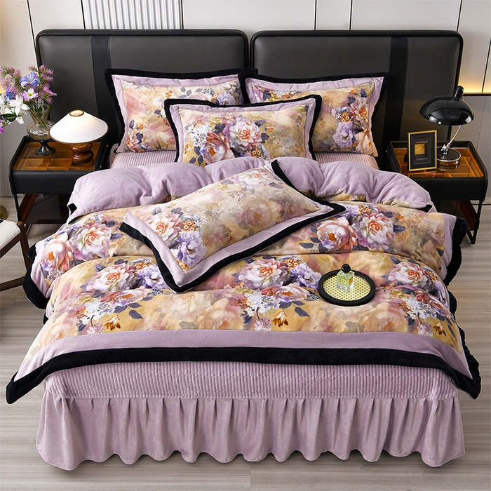 91家纺网 家纺一手货源 找家纺 （总）馨梦缘 2025新款牛奶绒数码印花四件套