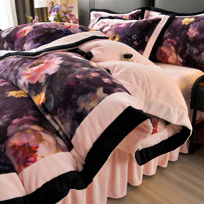 91家纺网 家纺一手货源 找家纺 （总）馨梦缘 2025新款牛奶绒数码印花四件套