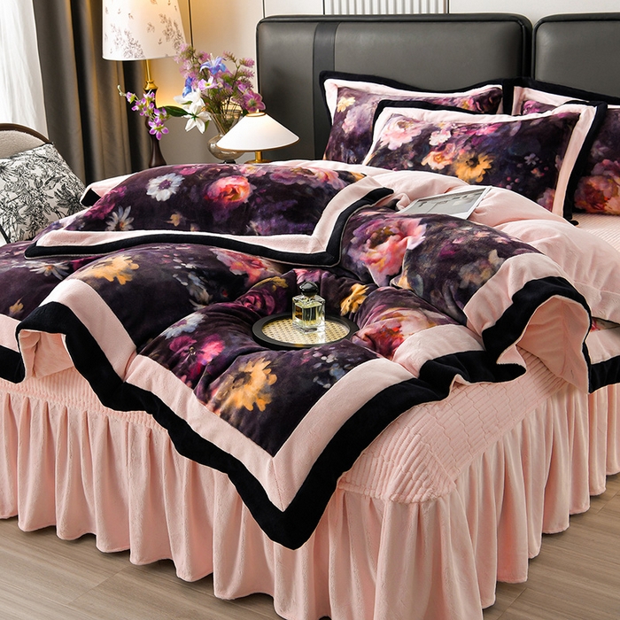 91家纺网 家纺一手货源 找家纺 （总）馨梦缘 2025新款牛奶绒数码印花四件套