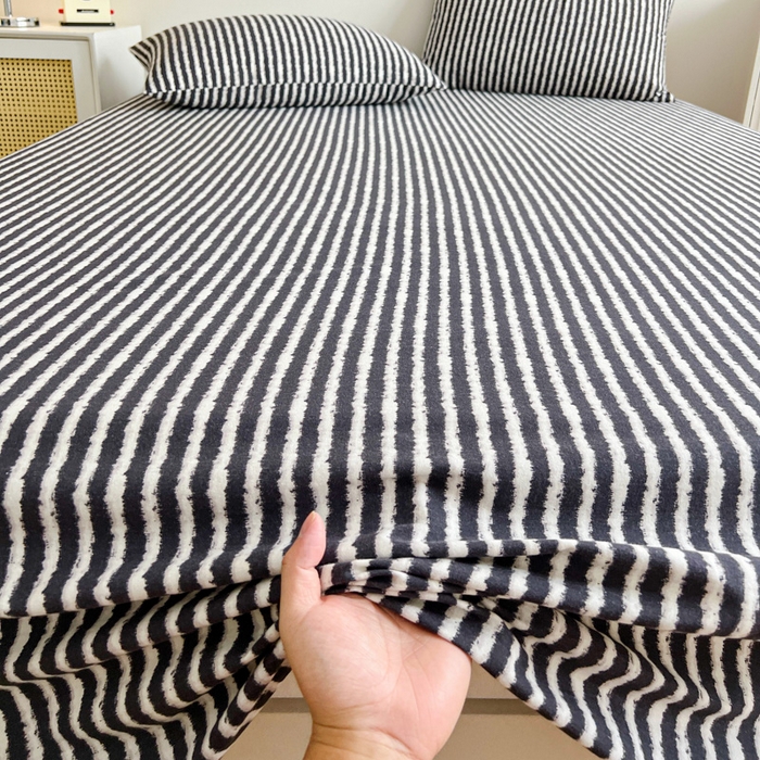 91家纺网 家纺一手货源 找家纺 感遇 2025新款全棉磨毛A类床单床笠三件套 麦穗黑