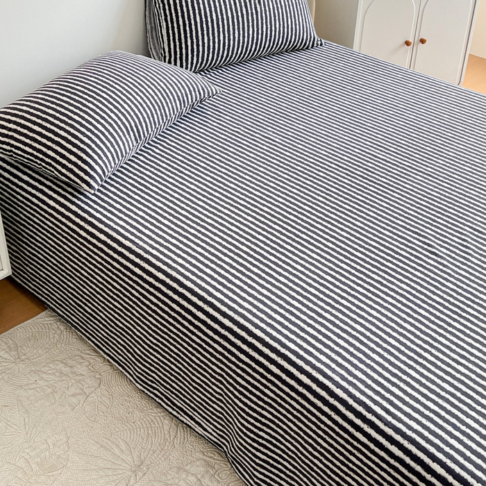 91家纺网 家纺一手货源 找家纺 感遇 2025新款全棉磨毛A类床单床笠三件套 麦穗黑