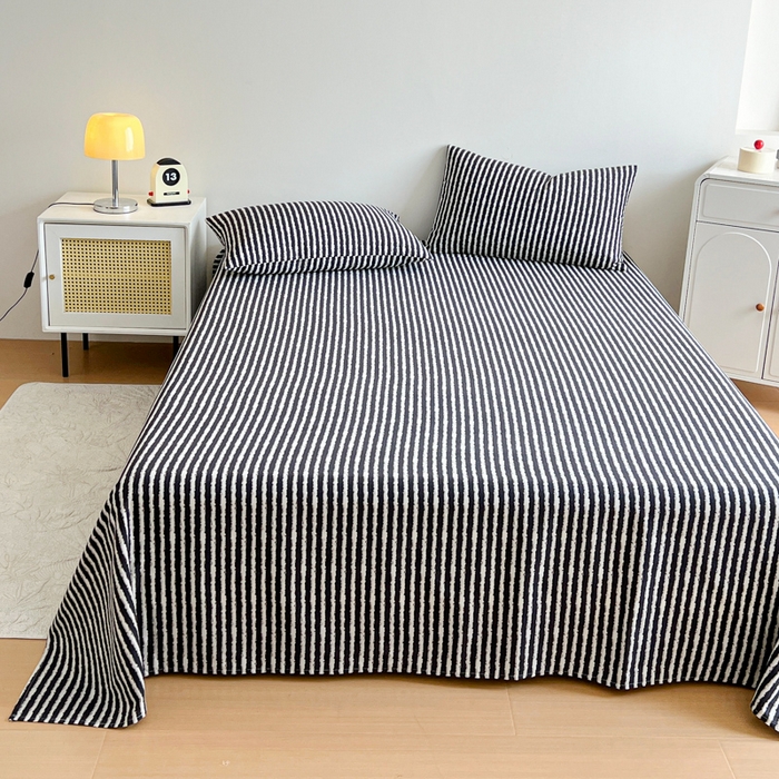 91家纺网 家纺一手货源 找家纺 感遇 2025新款全棉磨毛A类床单床笠三件套 麦穗黑