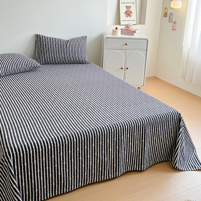 91家纺网 家纺一手货源 找家纺 感遇 2025新款全棉磨毛A类床单床笠三件套 麦穗黑