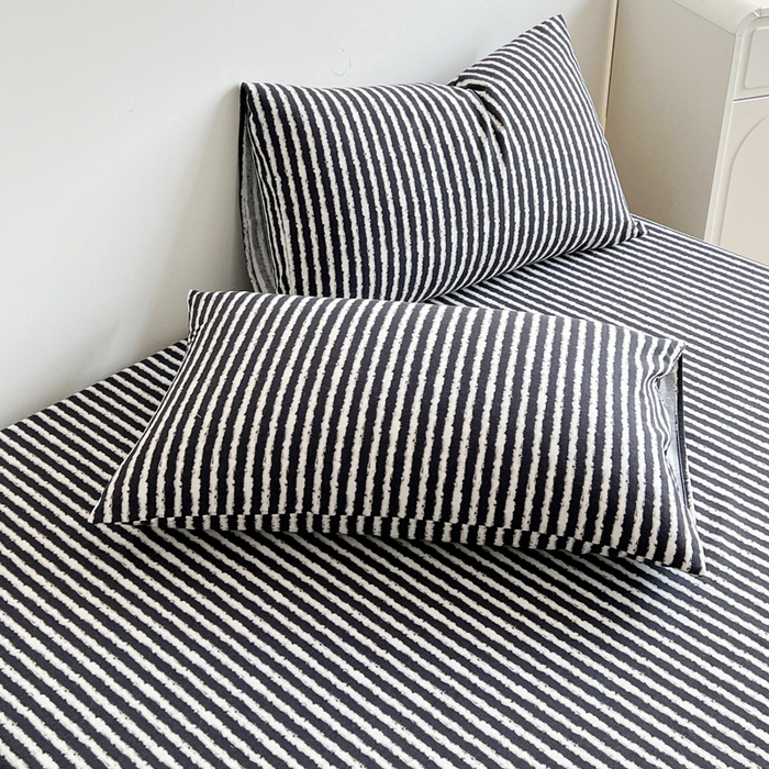 91家纺网 家纺一手货源 找家纺 感遇 2025新款全棉磨毛A类床单床笠三件套 麦穗黑