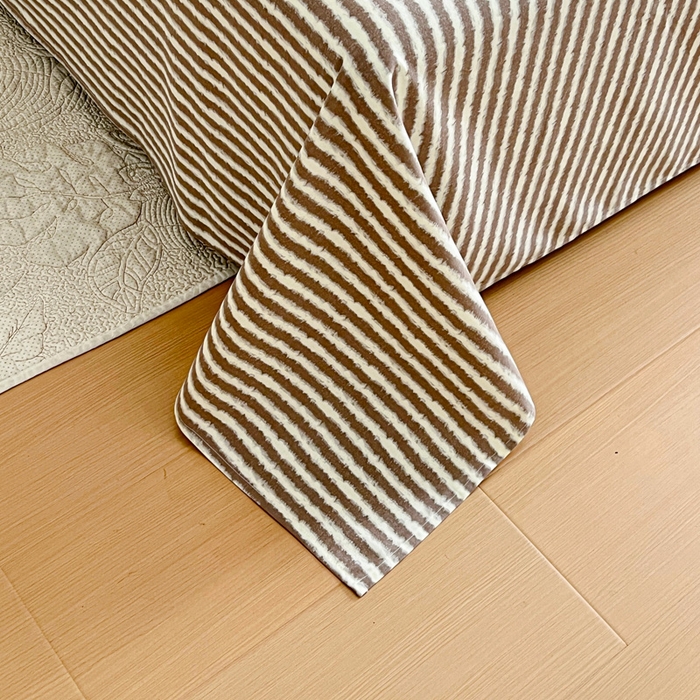 91家纺网 家纺一手货源 找家纺 感遇 2025新款全棉磨毛A类床单床笠三件套 麦穗咖