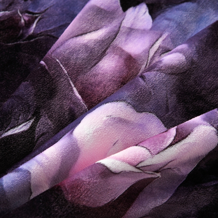 91家纺网 家纺一手货源 找家纺 馨梦缘 2025新款牛奶绒数码印花四件套 玫瑰时光-粉