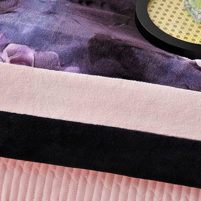 91家纺网 家纺一手货源 找家纺 馨梦缘 2025新款牛奶绒数码印花四件套 玫瑰时光-粉