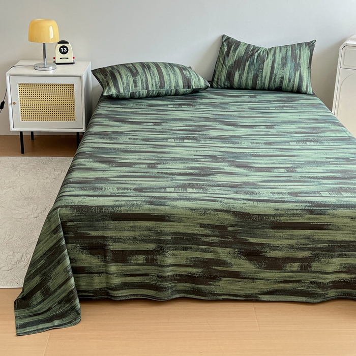 91家纺网 家纺一手货源 找家纺 感遇 2025新款全棉磨毛A类床单床笠三件套 抹茶