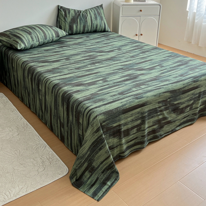 91家纺网 家纺一手货源 找家纺 感遇 2025新款全棉磨毛A类床单床笠三件套 抹茶