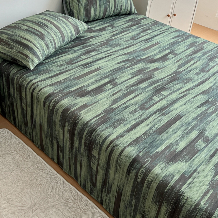 91家纺网 家纺一手货源 找家纺 感遇 2025新款全棉磨毛A类床单床笠三件套 抹茶