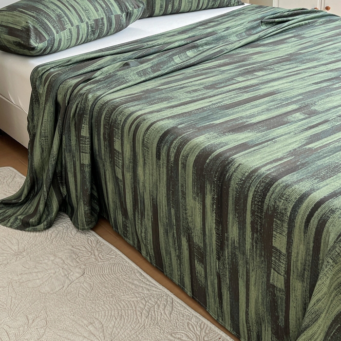 91家纺网 家纺一手货源 找家纺 感遇 2025新款全棉磨毛A类床单床笠三件套 抹茶