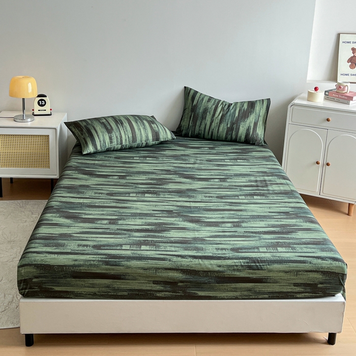 91家纺网 家纺一手货源 找家纺 感遇 2025新款全棉磨毛A类床单床笠三件套 抹茶