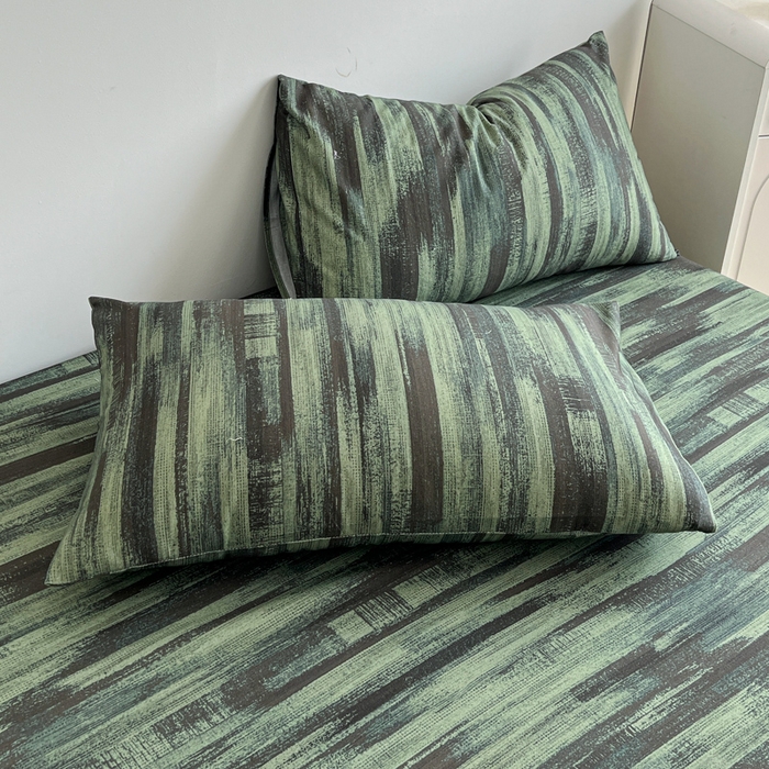 91家纺网 家纺一手货源 找家纺 感遇 2025新款全棉磨毛A类床单床笠三件套 抹茶