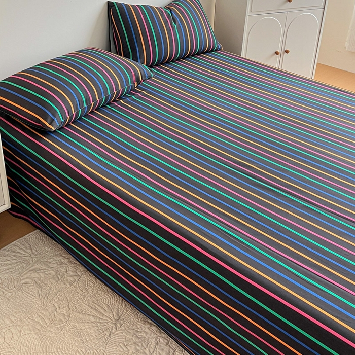 91家纺网 家纺一手货源 找家纺 感遇 2025新款全棉磨毛A类床单床笠三件套 霓虹