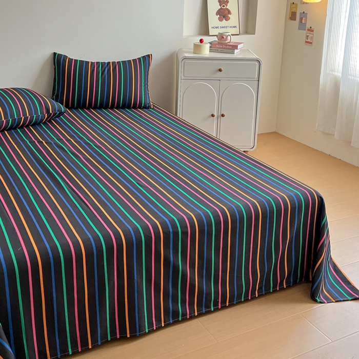 91家纺网 家纺一手货源 找家纺 感遇 2025新款全棉磨毛A类床单床笠三件套 霓虹