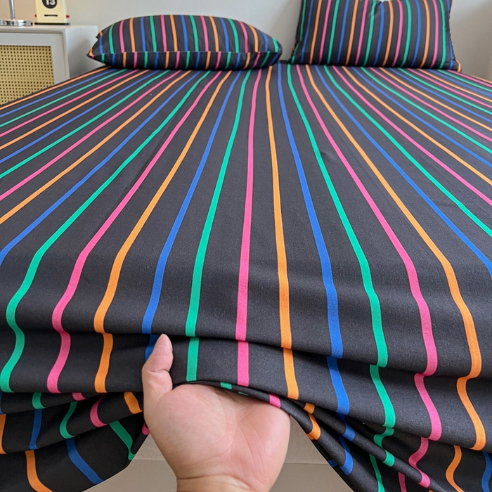 91家纺网 家纺一手货源 找家纺 感遇 2025新款全棉磨毛A类床单床笠三件套 霓虹