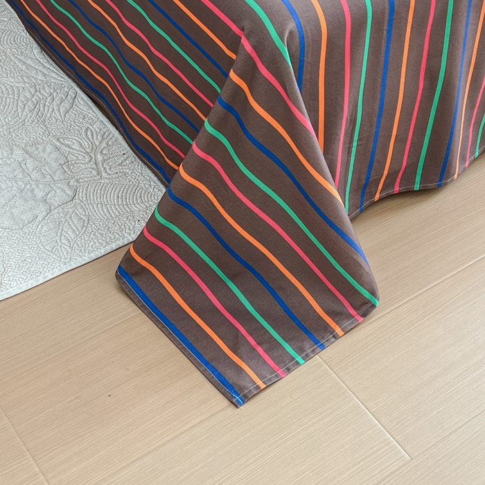 91家纺网 家纺一手货源 找家纺 感遇 2025新款全棉磨毛A类床单床笠三件套 霓虹咖