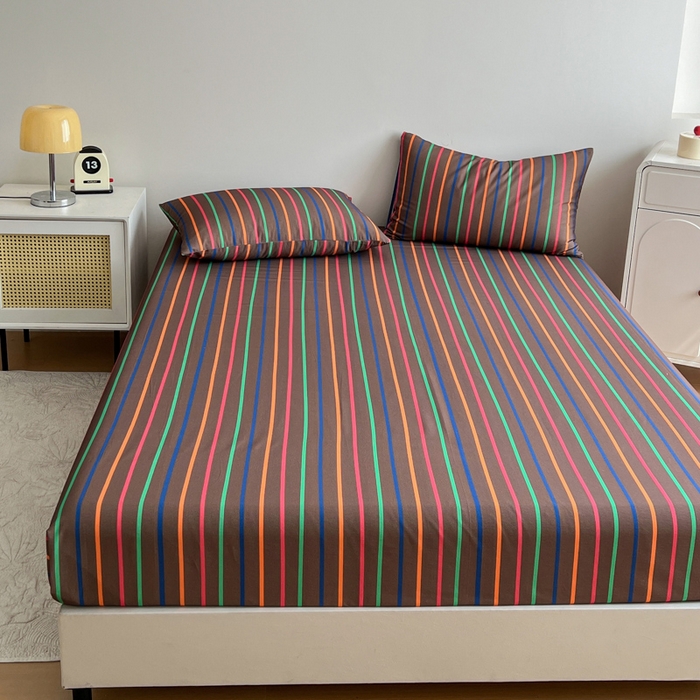 91家纺网 家纺一手货源 找家纺 感遇 2025新款全棉磨毛A类床单床笠三件套 霓虹咖