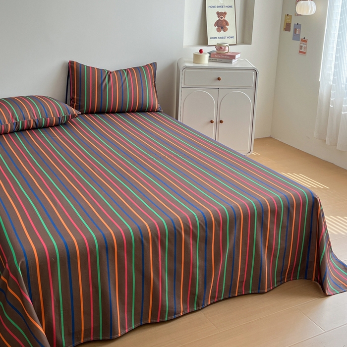 91家纺网 家纺一手货源 找家纺 感遇 2025新款全棉磨毛A类床单床笠三件套 霓虹咖