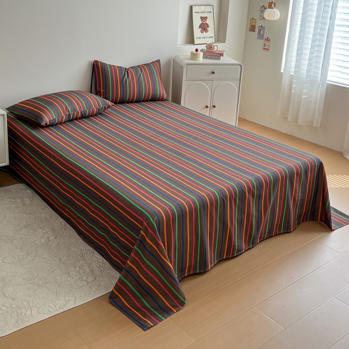 91家纺网 家纺一手货源 找家纺 感遇 2025新款全棉磨毛A类床单床笠三件套 霓虹咖