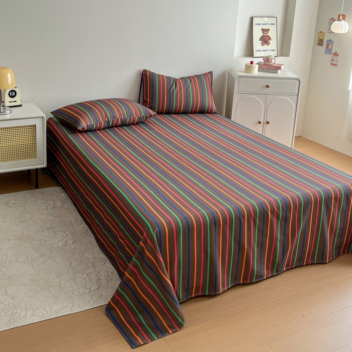 91家纺网 家纺一手货源 找家纺 感遇 2025新款全棉磨毛A类床单床笠三件套 霓虹咖