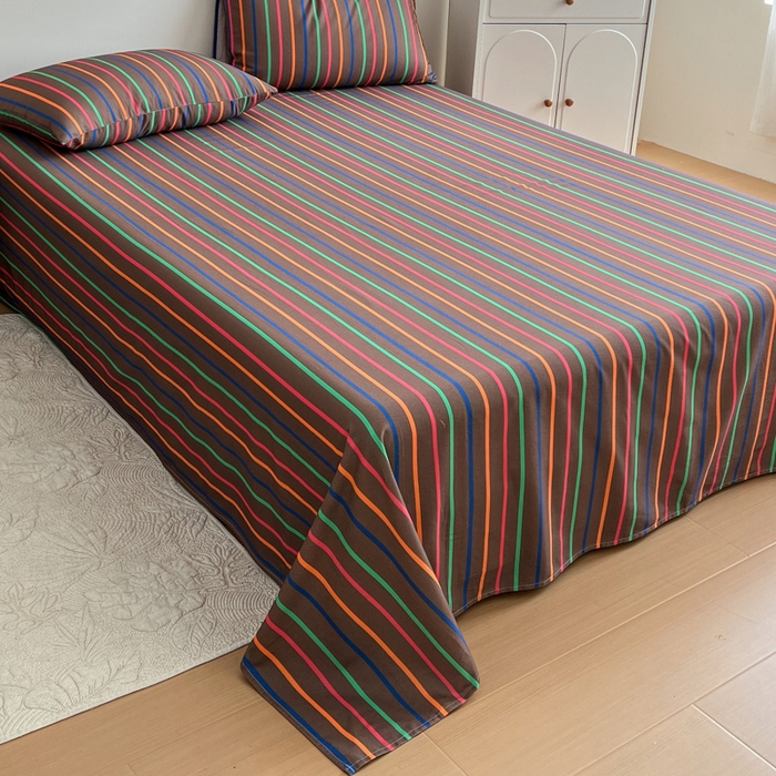 91家纺网 家纺一手货源 找家纺 感遇 2025新款全棉磨毛A类床单床笠三件套 霓虹咖