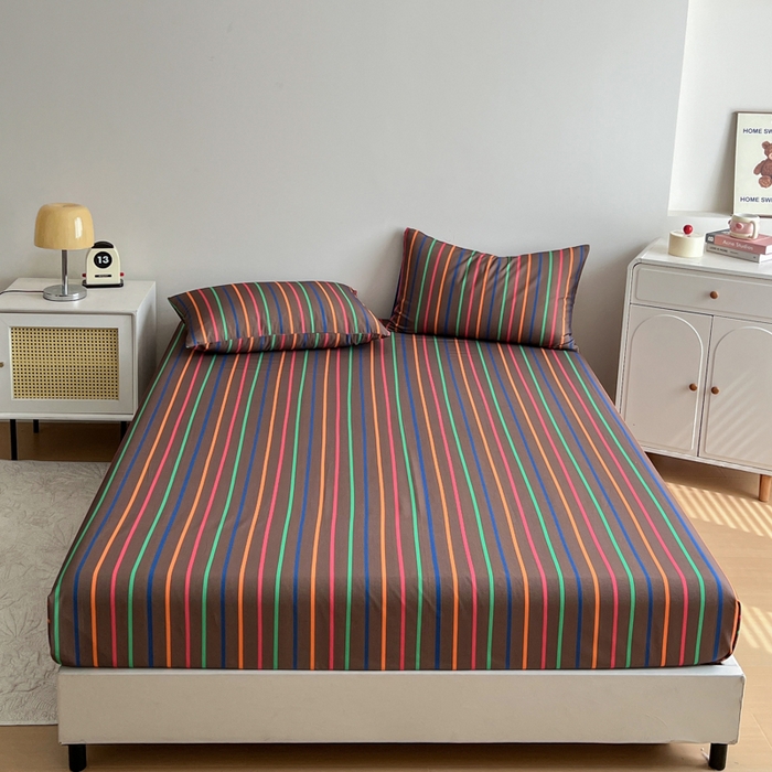 91家纺网 家纺一手货源 找家纺 感遇 2025新款全棉磨毛A类床单床笠三件套 霓虹咖